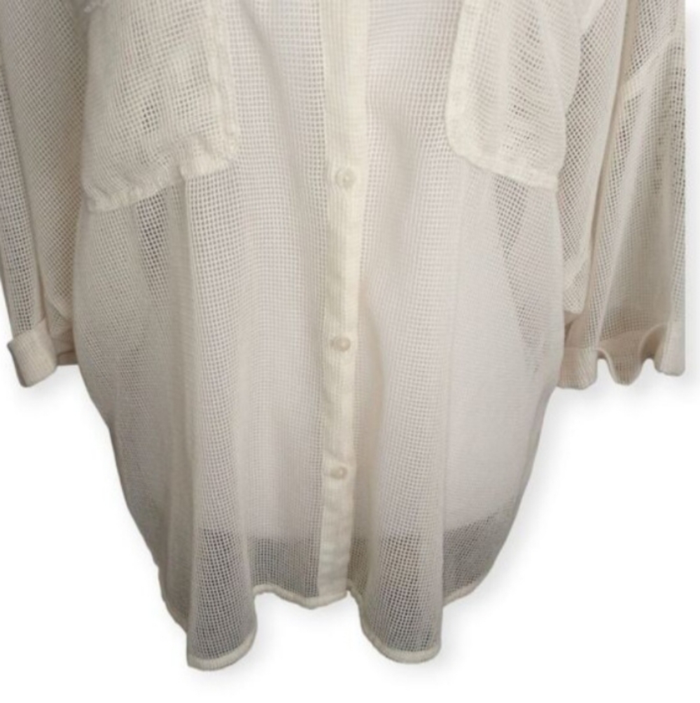 Lilyful Beige Sheer Mesh Button-Down Shirt Sz.S EUC. - Picture 5 of 10